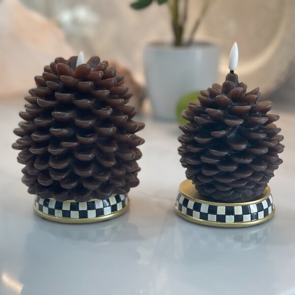 MacKenzie Childs Pinecone Flameless Candles (set of 2) - Picture 6 of 14